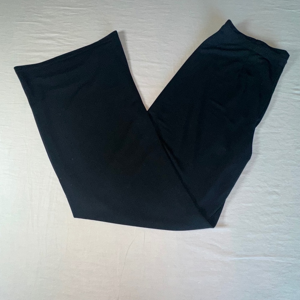 I.D.O. Black Wide Leg Drawstring Trousers High Rise Stretch Dress Pants Style L‎